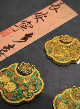金包银珐琅锁包定制定做纯手工珐琅烧蓝吊坠中式婚礼婚嫁嫁娶三金