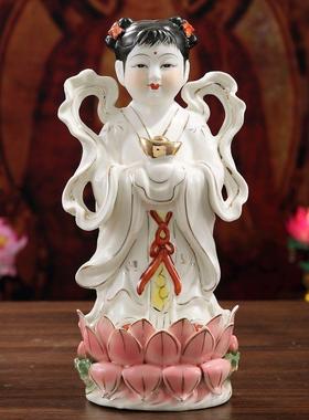 陶瓷金童玉女佛像童男童女神像送财童子观音摆件