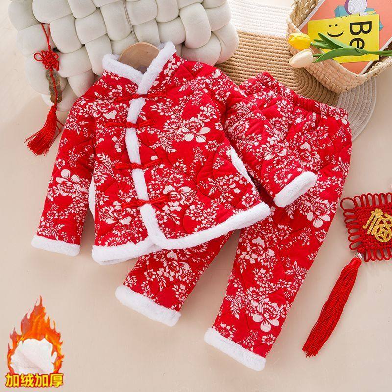 冬季【热卖】网红款男女童东北大花套装棉服棉袄棉裤花袄套装,淘宝优惠券,粉丝福利购,淘宝优惠卷