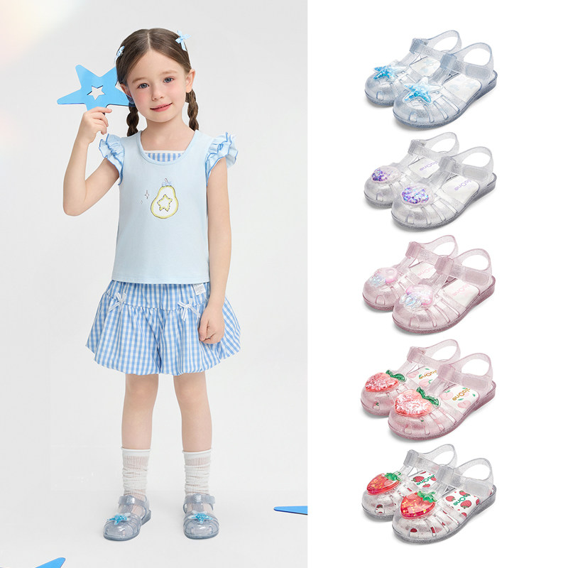 Balabala Girls Sandals Sweet Crystal Jelly Shoes