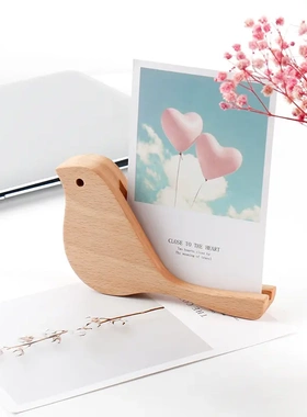 实木小鸟摆件台历架黑胡桃木质