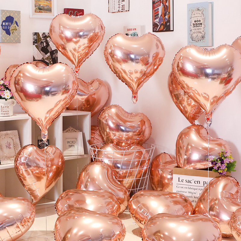 跨年气球铝膜爱心粉红飘空订婚浪漫氛围布置结婚星星生日心形装饰