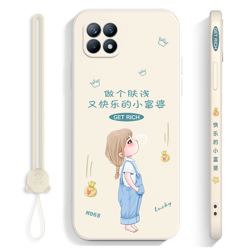 适用opporeno4se手机壳魔方直边液态硅胶RENO4SE保护套全包镜头超薄防摔女生小富婆网红潮牌时尚个性创意ins-图3