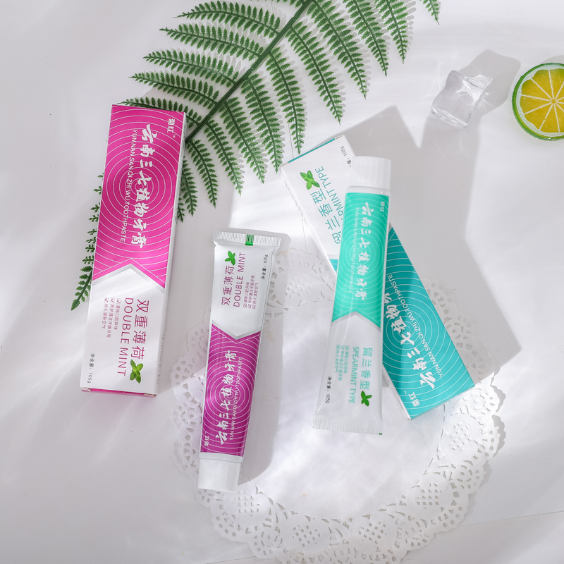 创富佳五金专营店云南三七植物牙膏留兰香型210g减轻牙龈出血去牙渍去口臭口气清新2