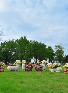 仿真玻璃钢动物花缸装饰品大摆件