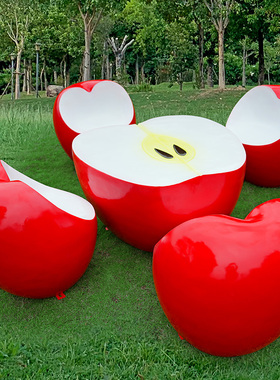 玻璃钢创意桌椅水果雕塑摆件