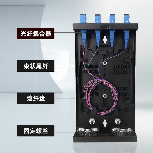 华杰恒讯定制 加厚4口满配方口光纤终端盒8口加厚终端盒SC/LC/FC/ST单模多模光缆熔接盒电信级接续盒熔纤盘 - 图0