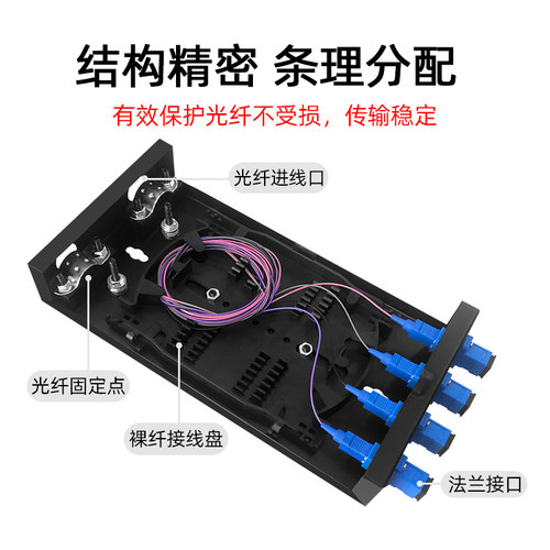 华杰恒讯定制 加厚4口满配方口光纤终端盒8口加厚终端盒SC/LC/FC/ST单模多模光缆熔接盒电信级接续盒熔纤盘 - 图1