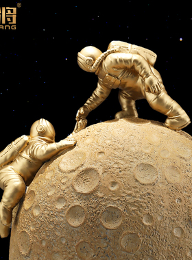 新中式门厅太空人钥匙收纳摆件铜