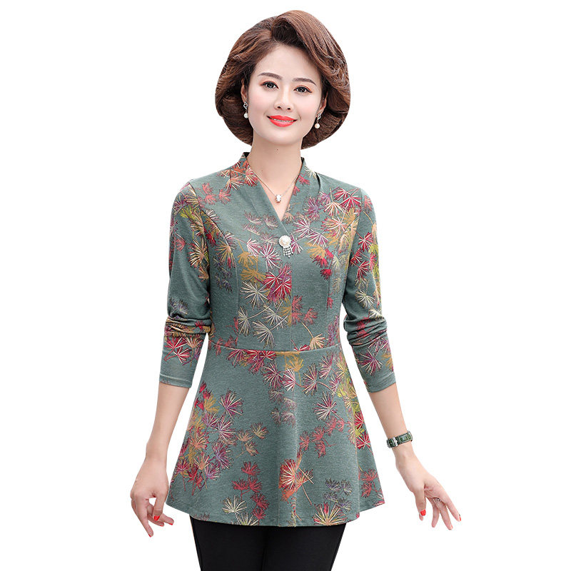 女士秋装妈妈款长袖t恤秋衣打底衫 蜜韵姿中老年女装