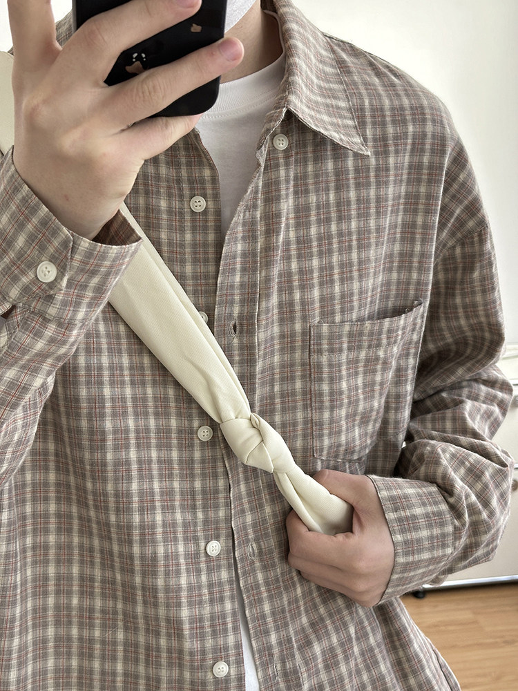 日系口袋软格子衬衫外套男长袖上衣衬衣简约宽松休闲百搭格子上衣,淘宝优惠券,粉丝福利购,淘宝优惠卷