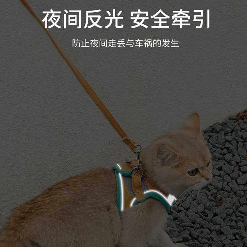 新款直销猫咪牵引绳背心式胸背带防挣脱可爱外出狗狗牵引绳遛猫遛,淘宝优惠券,粉丝福利购,淘宝优惠卷