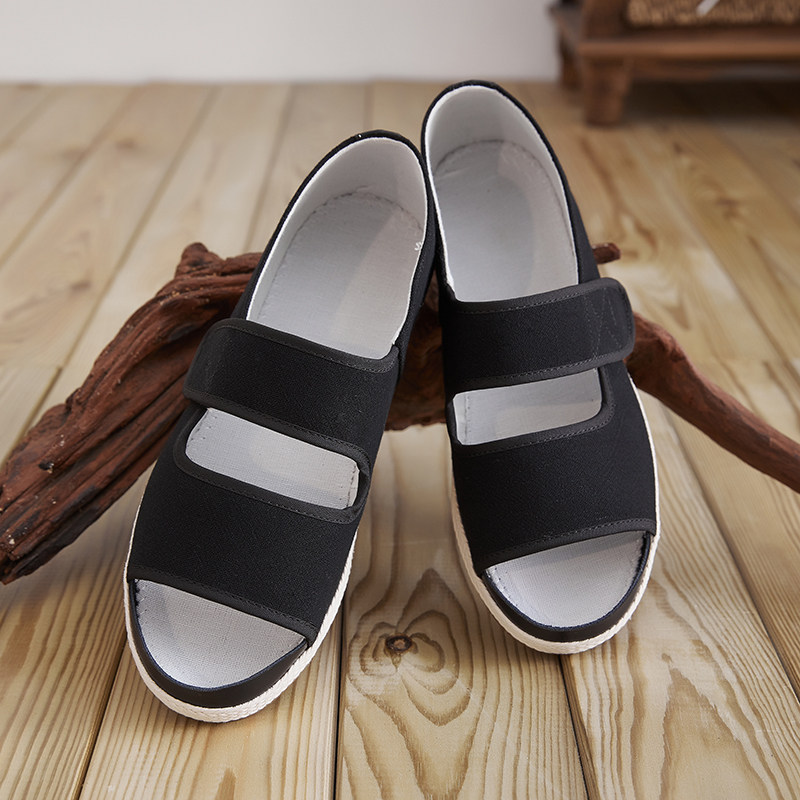 布语堂本草布鞋夏季男女同款汉麻黑色透气舒适外穿平底鞋防滑凉鞋,淘宝优惠券,粉丝福利购,淘宝优惠卷