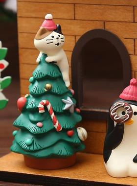 新款直销日式圣诞老人礼品装饰树驯鹿雪橇杂货树脂工艺品小摆件圣