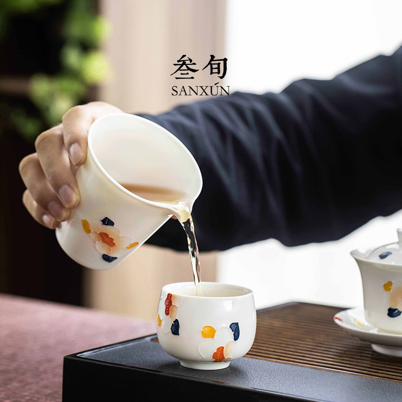 叁旬馨香满园主人杯高端手绘白瓷单杯品茗杯功夫茶具个人专用茶杯,淘宝优惠券,粉丝福利购,淘宝优惠卷