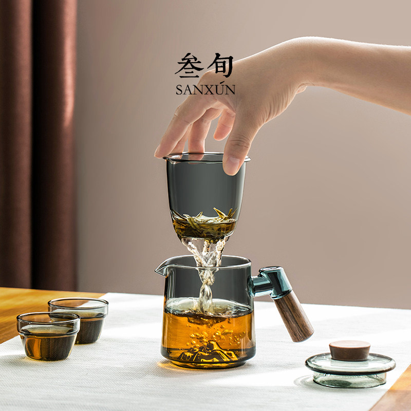 叁旬玻璃旅行茶具套装便携包户外露营旅游快客杯小套功夫茶杯茶盘,淘宝优惠券,粉丝福利购,淘宝优惠卷