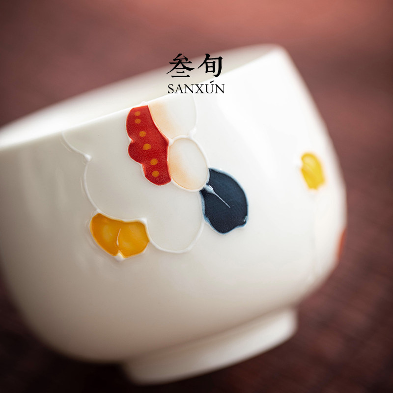 叁旬馨香满园主人杯高端手绘白瓷单杯品茗杯功夫茶具个人专用茶杯,淘宝优惠券,粉丝福利购,淘宝优惠卷