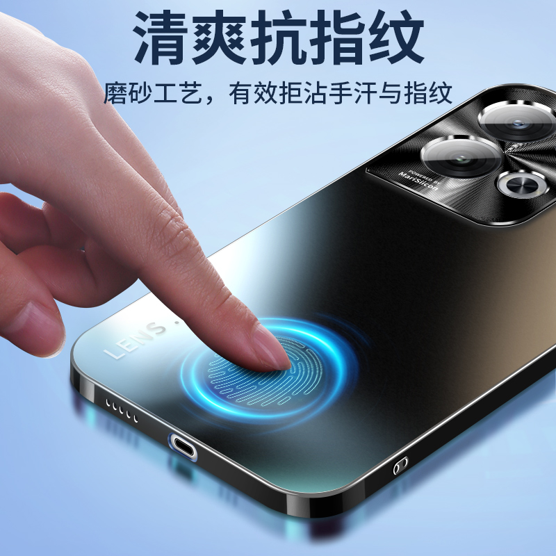 适用opporeno11手机壳新款reno8pro磨砂玻璃高级感镜头防摔全包opooreno十男女款Reno9por+外壳5g保护套0ppor - 图2