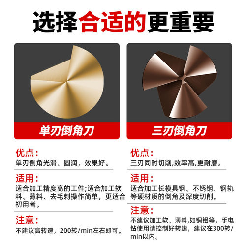 三刃含钴倒角刀90度去毛刺单刃新款倒角器不锈钢沉头沉孔铣刀钻头 - 图1