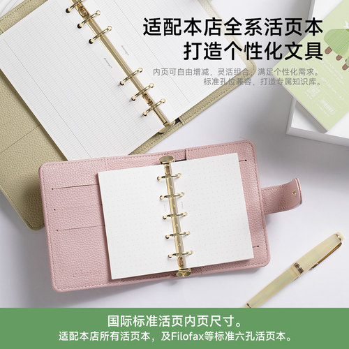 白瑶纸钢笔专用无酸纸活页内芯A6P手帐内页替芯竖线格A5A6A7M5活页内页标准6孔方格横线手账本内页80张法文格 - 图1