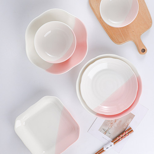陶瓷盘子微波炉菜盘家用碟子创意菜碟欧美ins风汤盘简约餐具套装 - 图2