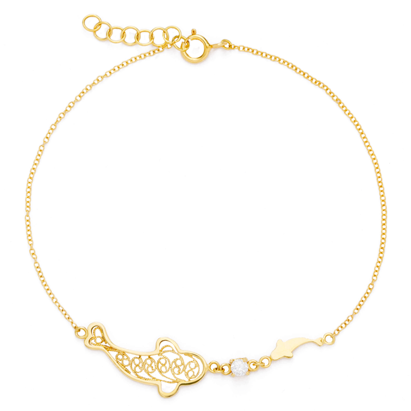 白海棠18k金镶锦鲤细生肖女送手链 白海棠手链