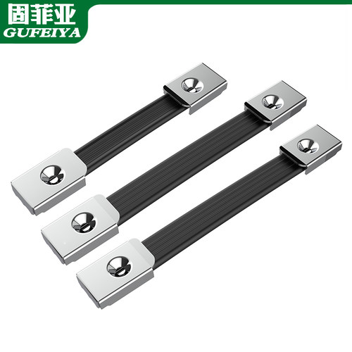 加厚电箱电池把手仪器箱变压器伸缩黑色橡胶皮钢带电源一字拉手 - 图0