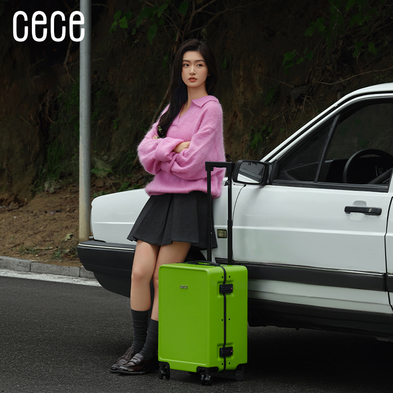CECE2025新款铝框行李箱20寸便携登机箱女学生拉杆箱男旅行密码箱