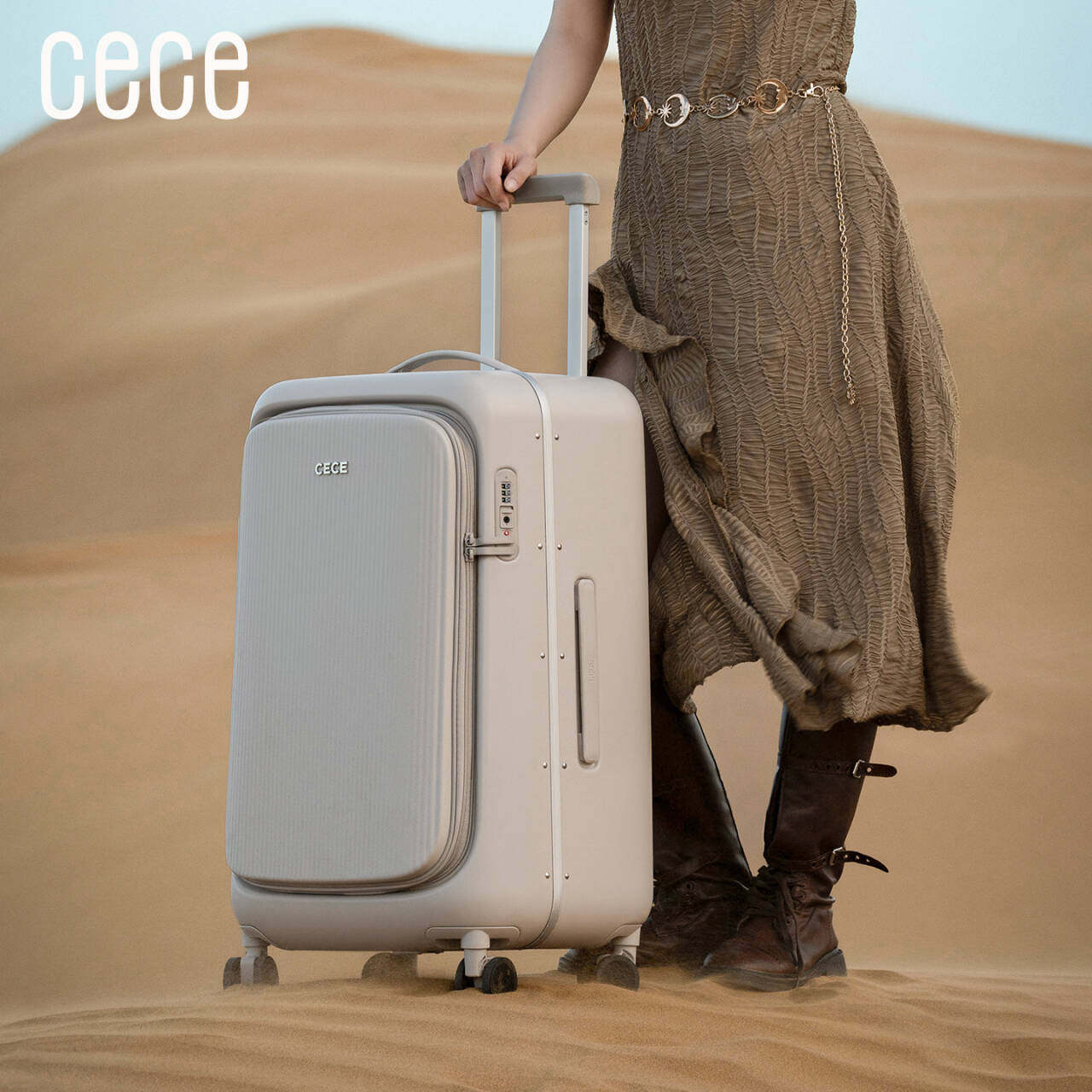 CECE2026新款大容量深仓侧开铝框行李箱加厚结实耐用旅行拉杆皮箱