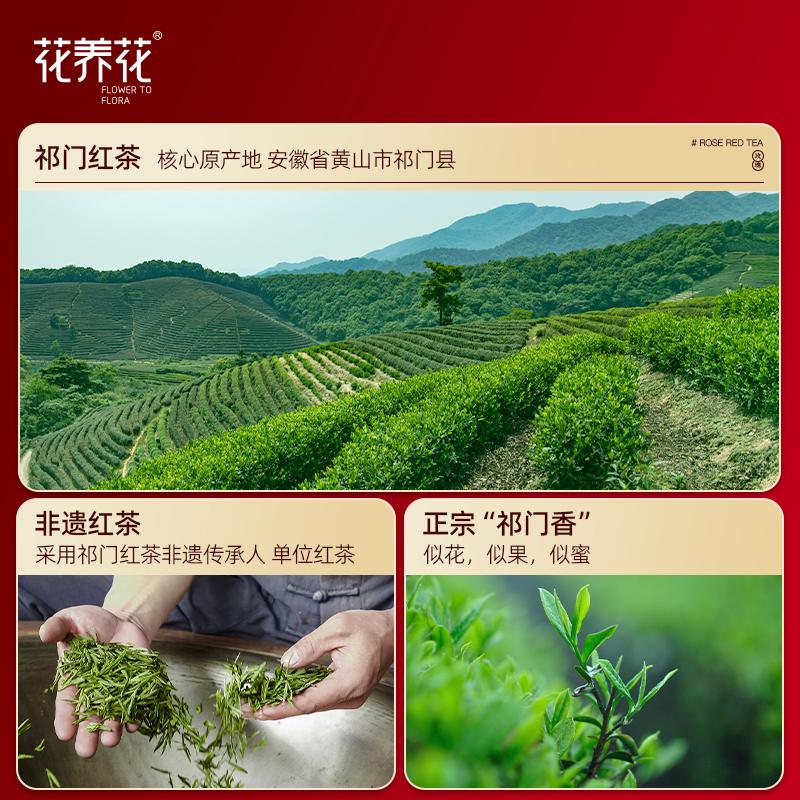 花养花祁门红茶茶叶平阴玫瑰花茶正宗工夫茶祁门香浓香玫瑰红茶