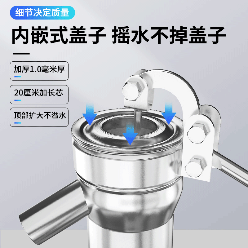 摇水泵手动压水井家用摇水机井水井头抽水泵吸水器老式不锈钢大头