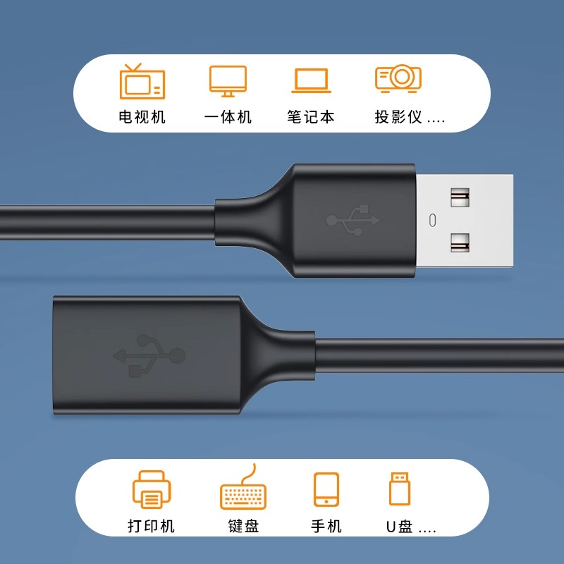 usb延长线公对母加长2米充电数据线2.0接口3m高速手机键盘鼠标电脑优U盘打印机网卡连接器3.0扩展线接头 - 图3