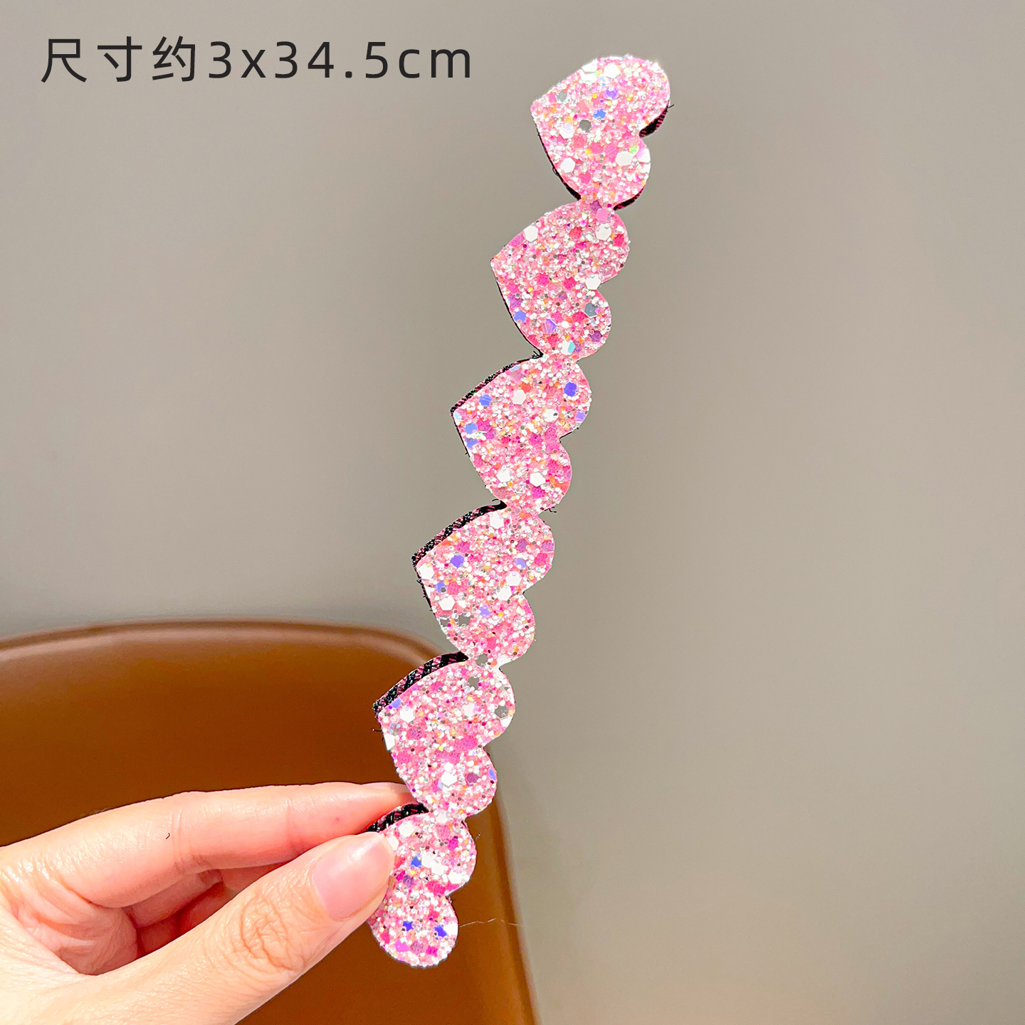 儿童发箍亮片魔术贴加长头箍女童宝宝碎发整理神器不伤发发饰头饰 - 图3