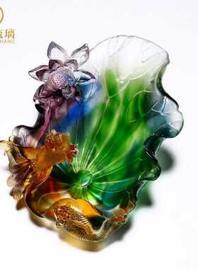 新款直销和和美美琉璃果盘家居客厅摆件装饰品创意工艺品送朋友新