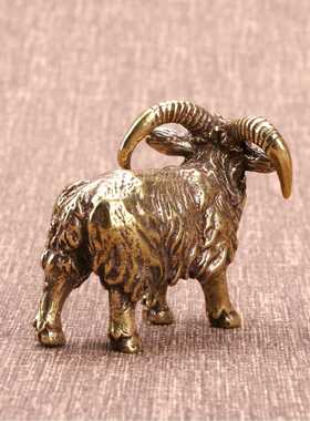 新款直销手工实心黄铜山羊摆件黄铜仿古微雕生肖羊铜手把件做旧工
