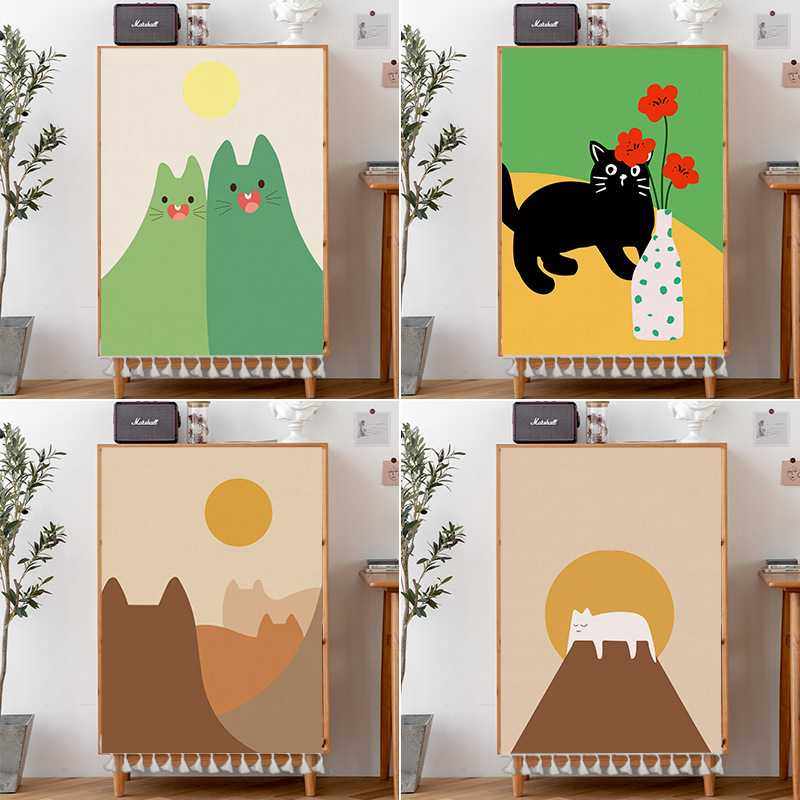 新款直销厨房遮丑帘书柜橱柜子遮挡帘免打孔魔术贴自粘猫咪卫生间,淘宝优惠券,粉丝福利购,淘宝优惠卷