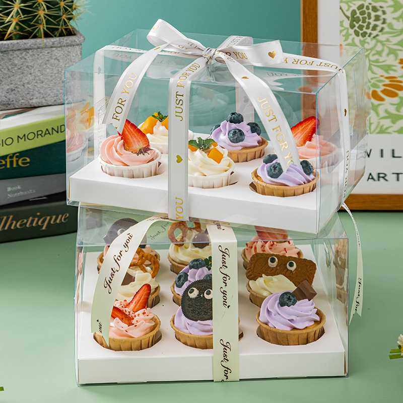 新款直销纸杯蛋糕包装盒杯子马芬杯儿童节加高甜品盒子6/9/12粒透,淘宝优惠券,粉丝福利购,淘宝优惠卷