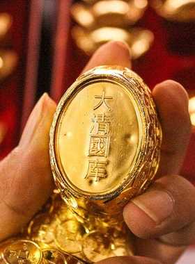 新款直销合金仿铜元宝十二个盒装家居客厅摆件开业礼品供奉大清库