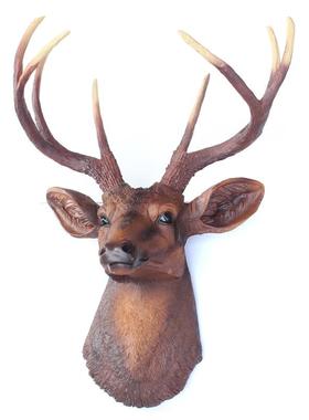 新款直销北欧复古鹿头树脂工艺品 创意装饰品挂饰 客厅酒吧动物头