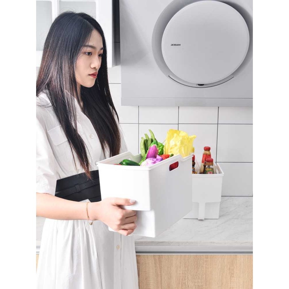 新款直销xyt橱柜白色带把手文件桌面收纳盒塑料PP整理置物盒厨房,淘宝优惠券,粉丝福利购,淘宝优惠卷