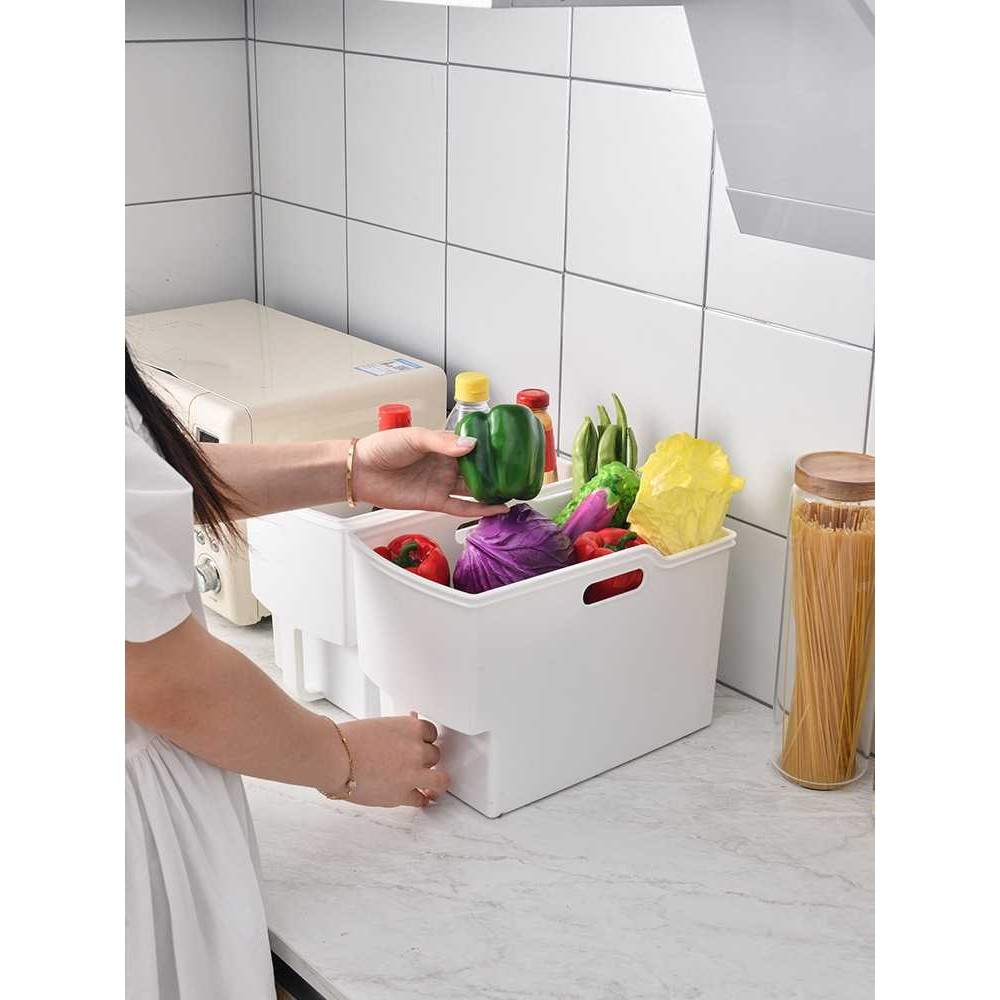 新款直销xyt橱柜白色带把手文件桌面收纳盒塑料PP整理置物盒厨房,淘宝优惠券,粉丝福利购,淘宝优惠卷