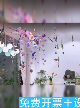 春日悬浮花伞花店拍照场景装饰品仿真花吊饰店铺门头橱窗布置装饰