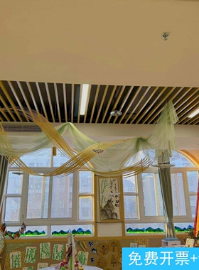 吊饰竹篾条屋顶装饰竹编门帘墙竹条墙面布置秋季原木色幼儿园环创