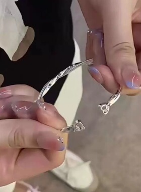 四个装~银手镯女款可调节闺蜜