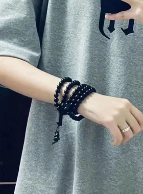 木质多圈手串8mm108颗念珠男女新中式中国风情侣檀木手链长款缠绕