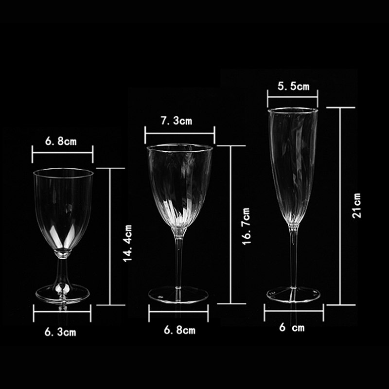 210ml 红酒杯一次性高脚杯塑料派对杯子加厚香槟杯葡萄酒鸡尾酒杯 - 图1