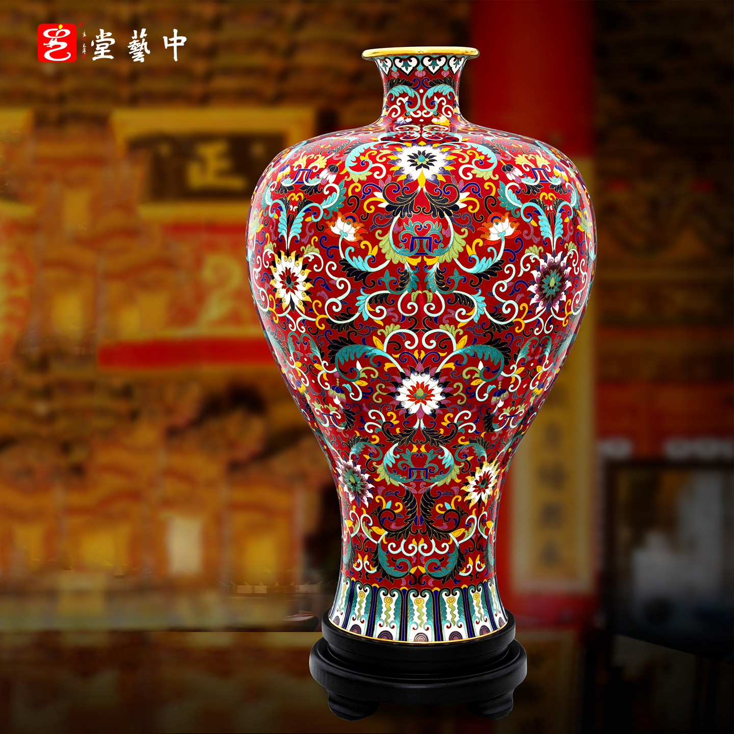 景泰蓝《宫韵珐琅·梅瓶至尊》花瓶摆件刘永森客厅玄关家居装饰,淘宝优惠券,粉丝福利购,淘宝优惠卷