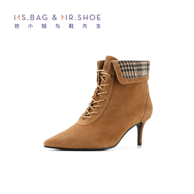 包小姐与鞋先生2021秋季尖头细跟时装靴女