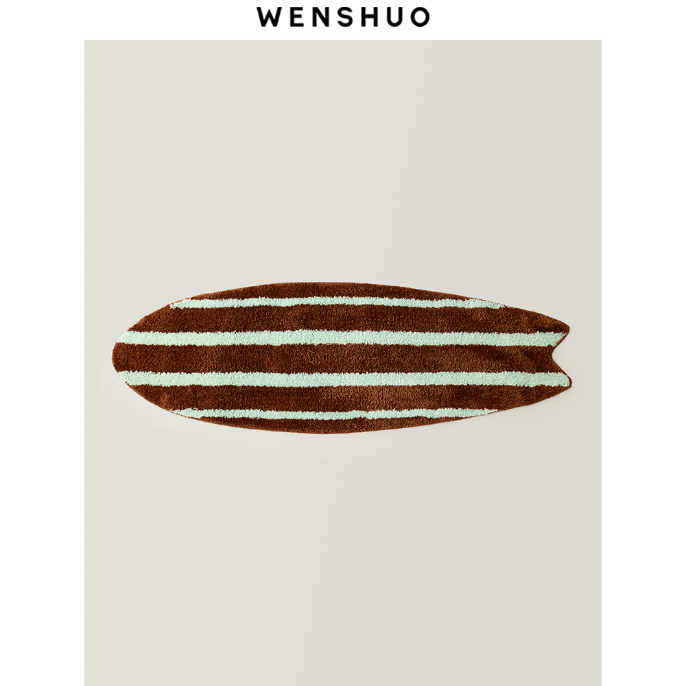 WENSHUO 原创撞色条纹地毯复古簇绒床边毯卧室客厅民宿咖啡店 - 图0