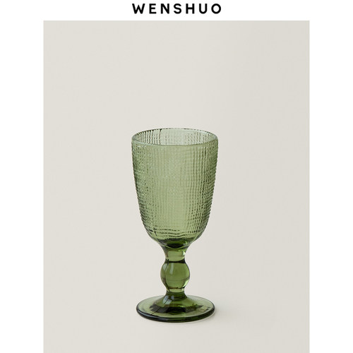 WENSHUO 北欧复古高脚杯玻璃杯法式田园风红酒杯香槟杯水杯甜品杯 - 图2